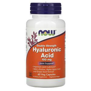 Now Foods, Hyaluronic Acid, Double Strength, 100 mg, 60 Veg Capsules - HealthCentralUSA