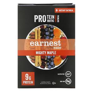Earnest Eats, Protein & Probiotic Instant Oatmeal, Mighty Maple, 6 Packets, 8.47 oz (240 g) - HealthCentralUSA