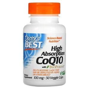 Doctor's Best, High Absorption CoQ10 with BioPerine, 100 mg, 30 Veggie Capsules - HealthCentralUSA