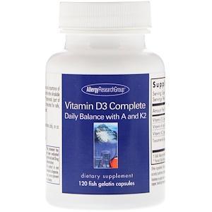 Allergy Research Group, Vitamin D3 Complete, 120 Fish Gelatin Capsules - HealthCentralUSA
