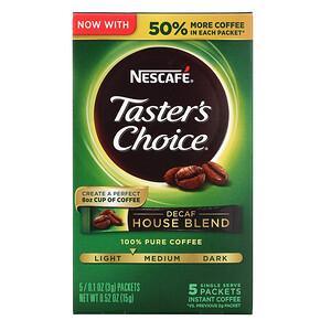 Nescafé, Tasters Choice, Decaf House Blend, Medium Light Roast, 5 Packets, 0.1 oz (3 g) Each - HealthCentralUSA