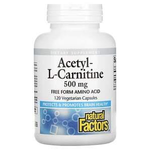 Natural Factors, Acetyl-L-Carnitine, 500 mg, 120 Vegetarian Capsules - HealthCentralUSA