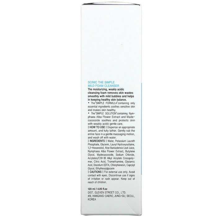 Scinic, The Simple Mild Foam Cleanser, pH 5.5, 4.05 fl oz (120 ml) - HealthCentralUSA