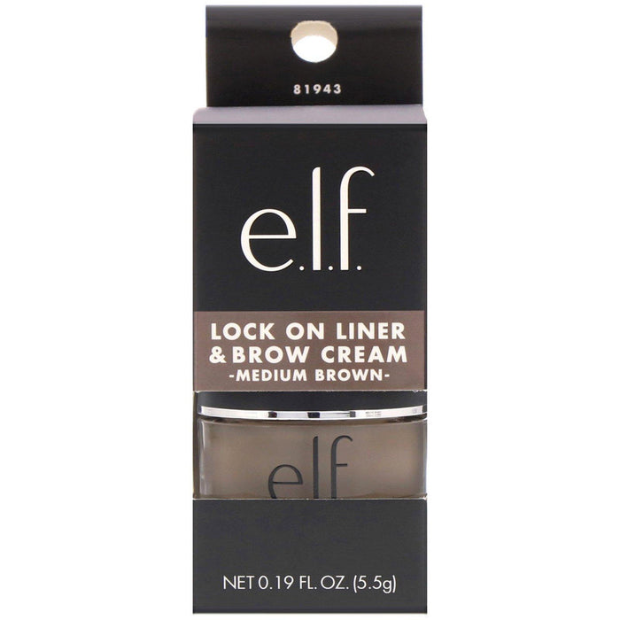 E.L.F., Lock On, Liner And Brow Cream, Medium Brown, 0.19 oz (5.5 g) - HealthCentralUSA