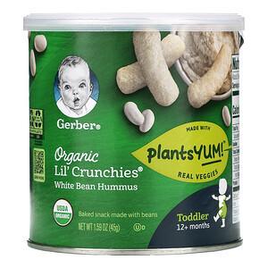 Gerber, Organic Lil' Crunchies, White Bean Hummus, 12+ Months, 1.59 oz (45 g) - HealthCentralUSA
