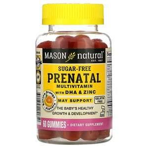 Mason Natural, Prenatal Multivitamin with DHA & Zinc, Sugar-Free, Banana Orange, 60 Gummies - HealthCentralUSA
