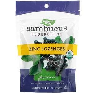 Nature's Way, Sambucus, Zinc Lozenges, Peppermint, 24 Lozenges - HealthCentralUSA