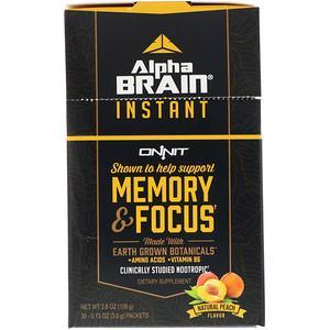Onnit, Alpha Brain Instant, Memory & Focus, Natural Peach, 30 Packets, 0.13 oz (3.6 g) Each - HealthCentralUSA