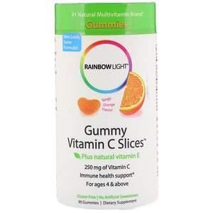 Rainbow Light, Gummy Vitamin C Slices, Tangy Orange Flavor, 90 Gummies - HealthCentralUSA