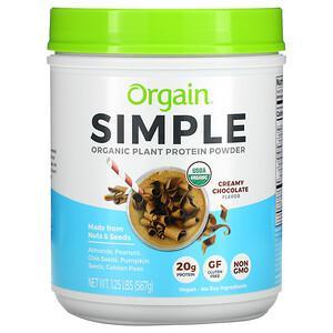 Orgain, Simple, Organic Plant Protein Powder, Creamy Chocolate, 1.25 lb (567 g) - HealthCentralUSA