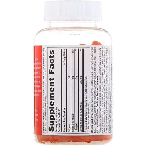 Nutrition Now, CoQ10, Natural Peach Flavor, 200 mg, 60 Gummies - HealthCentralUSA