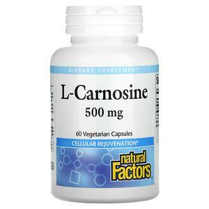 Natural Factors, L-Carnosine, 500 mg, 60 Vegetarian Capsules - HealthCentralUSA