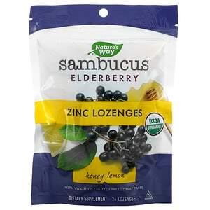 Nature's Way, Sambucus, Zinc Lozenges with Vitamin C, Honey Lemon, 24 Lozenges - HealthCentralUSA