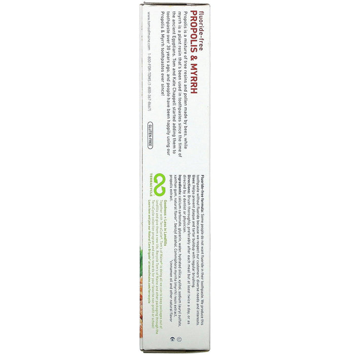 Tom's of Maine, Natural Antiplaque, Propolis & Myrrh Toothpaste, Fluoride-Free , Cinnamint, 5.5 oz (155.9 g) - HealthCentralUSA