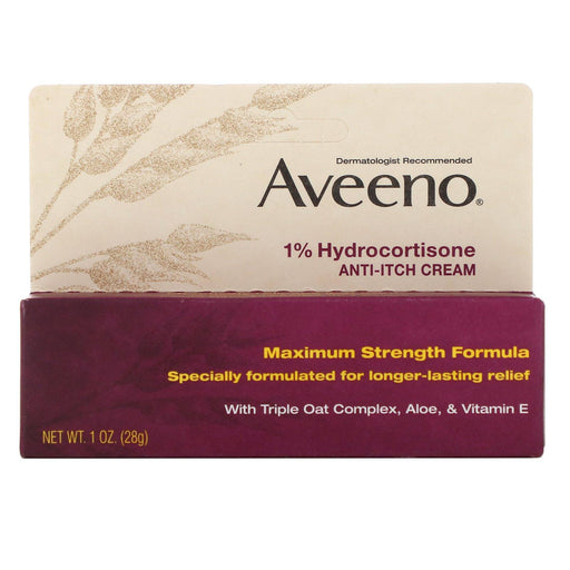 Aveeno, Active Naturals, 1% Hydrocortisone, Anti-Itch Cream, 1 oz (28 g) - HealthCentralUSA