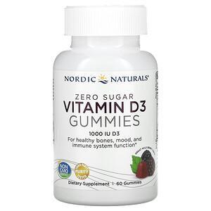 Nordic Naturals, Zero Sugar Vitamin D3 Gummies, Wild Berry, 25 mcg (1,000 IU), 60 Gummies - HealthCentralUSA
