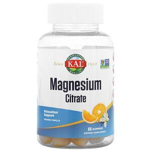 KAL, Magnesium Citrate, Relaxation Support, Orange Vanilla, 60 Gummies - HealthCentralUSA