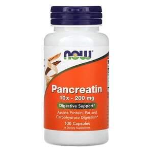 Now Foods, Pancreatin, 10X - 200 mg, 100 Capsules - HealthCentralUSA