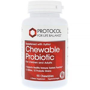Protocol for Life Balance, Chewable Probiotic, For Children and Adults, 90 Chewables - HealthCentralUSA