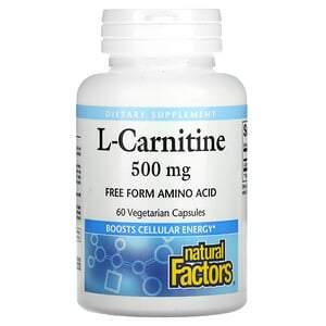 Natural Factors, L-Carnitine, 500 mg, 60 Vegetarian Capsules - HealthCentralUSA
