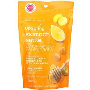 UpSpring, Stomach Settle Drops, Lemon-Ginger Honey, 28 Individually Wrapped Drops, 4.0 oz (112 g) - HealthCentralUSA