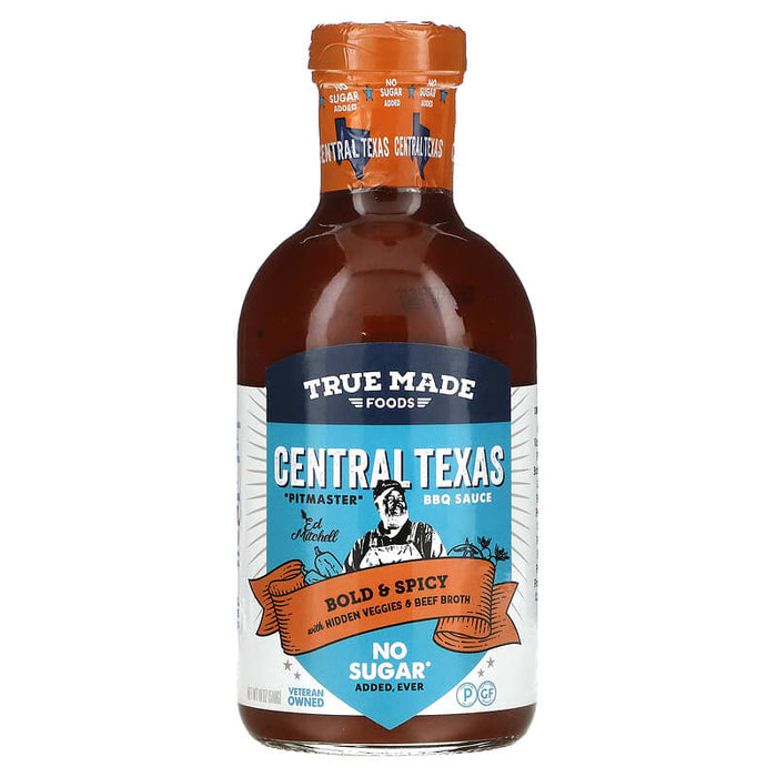 True Made Foods, Central Texas BBQ Sauce, Bold & Spicy with Hidden Veggies & Beef Broth, 18 oz (510 g)