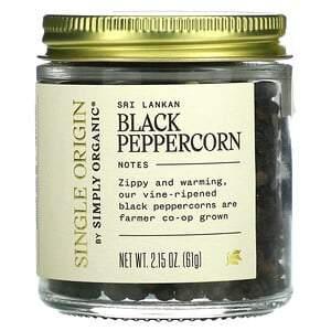 Simply Organic, Single Origin, Sri Lankan Black Peppercorn, 2.15 oz (61 g) - HealthCentralUSA