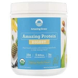 Amazing Grass, Amazing Protein, Digest, Tahitian Vanilla Flavor, 5 Billion CFU, 13.2 oz (375 g) - HealthCentralUSA