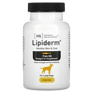 International Veterinary Sciences, Lipiderm, Healthy Skin & Coat, For Large Dogs, 60 Soft Gels - HealthCentralUSA
