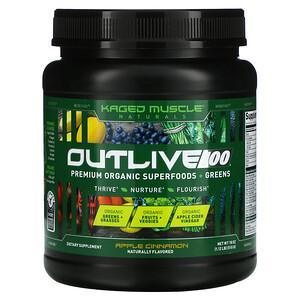 Kaged Muscle, Outlive 100, Premium Organic Superfoods + Greens, Apple Cinnamon, 18 oz (510 g) - HealthCentralUSA