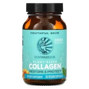 Sunwarrior, Plant-Based Collagen, Restore & Protect, 30 Vegan Capsules - HealthCentralUSA