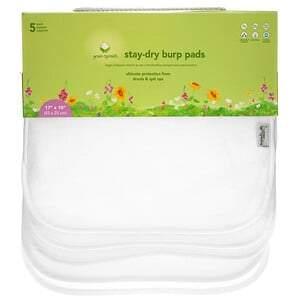 Green Sprouts, Stay-Dry Burp Pads, White, 5 Pack - HealthCentralUSA