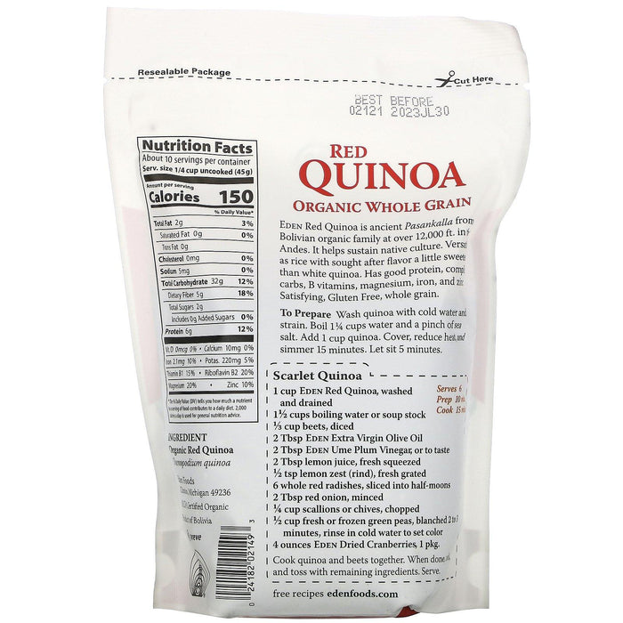 Eden Foods, Organic Whole Grain, Red Quinoa, 16 oz (454 g) - HealthCentralUSA