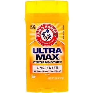 Arm & Hammer, UltraMax, Solid Antiperspirant Deodorant, for Men, Unscented, 2.6 oz (73 g) - HealthCentralUSA