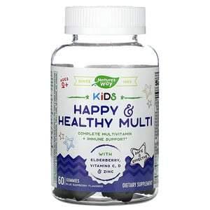 Nature's Way, Kids, Happy & Healthy Multi, Ages 2 +, Blue Raspberry, 60 Gummies - HealthCentralUSA