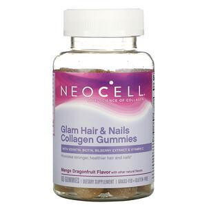 Neocell, Glam Hair & Nails Collagen, Mango Dragonfruit, 60 Gummies - HealthCentralUSA