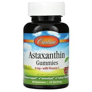 Carlson Labs, Astaxanthin Gummies with Vitamin C, Natural Cherry, 8 mg, 46 Gummies - HealthCentralUSA