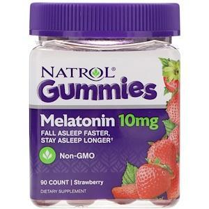 Natrol, Gummies, Melatonin, Strawberry, 10 mg, 90 Count - HealthCentralUSA