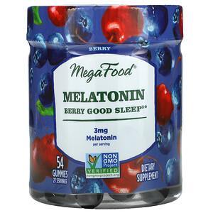 MegaFood, Melatonin Berry Good Sleep, Berry, 1.5 mg, 54 Gummies - HealthCentralUSA