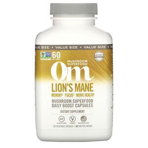 Om Mushrooms, Lion's Mane Mushroom Superfood, 667 mg, 180 Vegetable Capsules - HealthCentralUSA