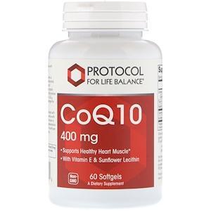 Protocol for Life Balance, CoQ10, 400 mg, 60 Softgels - HealthCentralUSA