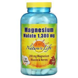 Nature's Life, Magnesium Malate, 1,300 mg, 250 Tablets - HealthCentralUSA