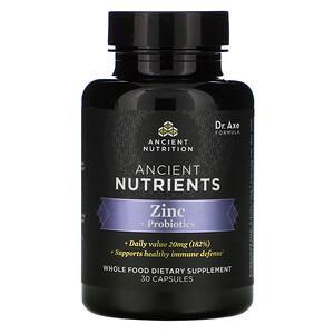 Dr. Axe / Ancient Nutrition, Ancient Nutrients, Zinc + Probiotics, 30 Capsules - HealthCentralUSA