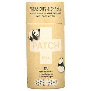 Patch, Kids, Natural Bamboo Strip Bandages with Coconut Oil, Abrasions & Grazes, Panda, 25 Eco Bandages - HealthCentralUSA