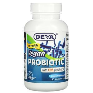 Deva, Premium Vegan Probiotic with FOS Prebiotic, 90 Vegan Caps - HealthCentralUSA