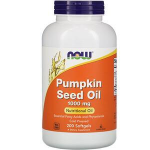 Now Foods, Pumpkin Seed Oil, 1,000 mg, 200 Softgels - HealthCentralUSA
