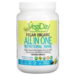Natural Factors, VegiDay, Vegan Organic All In One Nutritional Shake, French Vanilla, 15.2 oz (430 g) - HealthCentralUSA