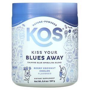 KOS, Kiss Your Blues Away, Calming Blue Spirulina Blend, Berry Coconut Cooler, 9.4 oz (267 g) - HealthCentralUSA