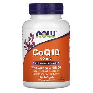 Now Foods, CoQ10 with Omega-3 Fish Oil, 60 mg, 120 Softgels - HealthCentralUSA
