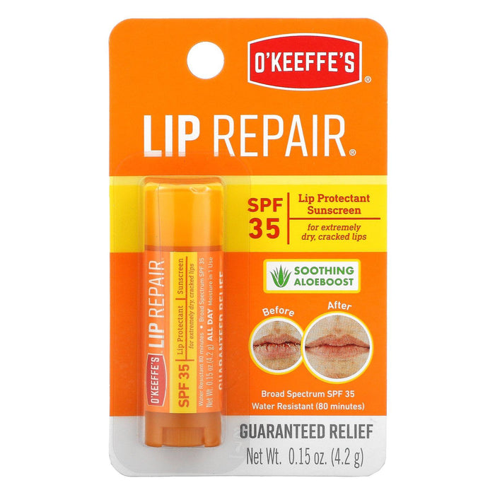 O'Keeffe's, Lip Repair, Soothing Aloeboost, SPF 35, 0.15 oz (4.2 g) - HealthCentralUSA